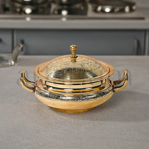 Handcrafted Brass Serving Pot With Lid