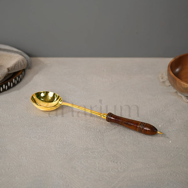 Premium Brass Ladle Set with Wooden Handles