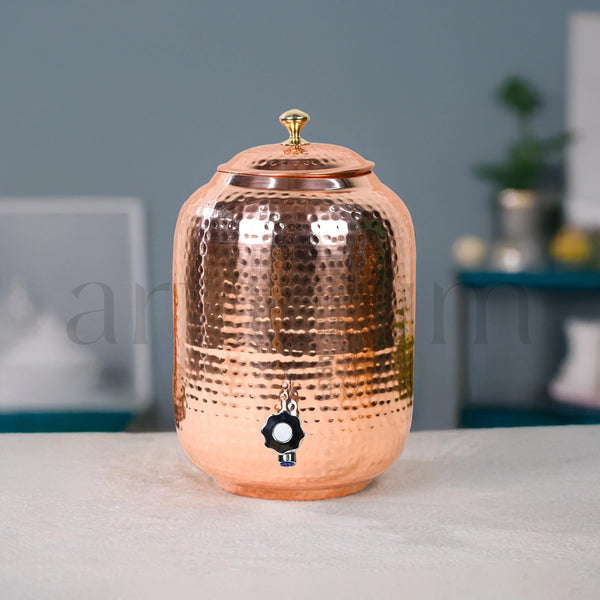 Antique Copper Water Dispenser With Lid (8 litres)