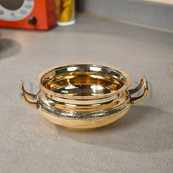 Handcrafted Brass Serving Pot With Lid