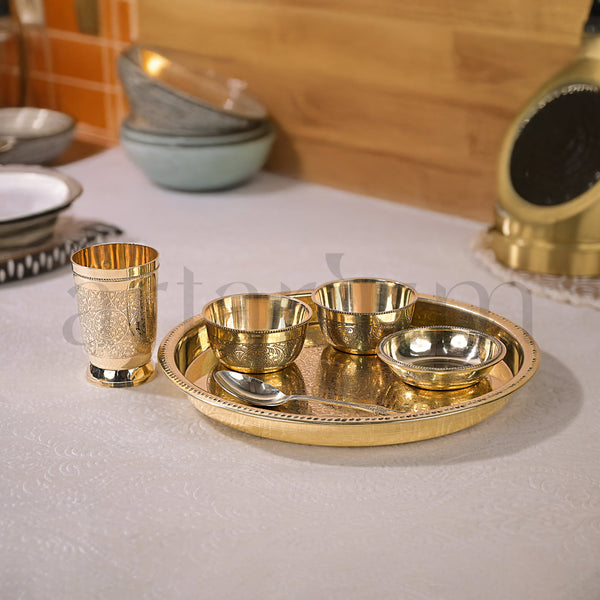 Brass Etching Dana Thali set - Set of 6