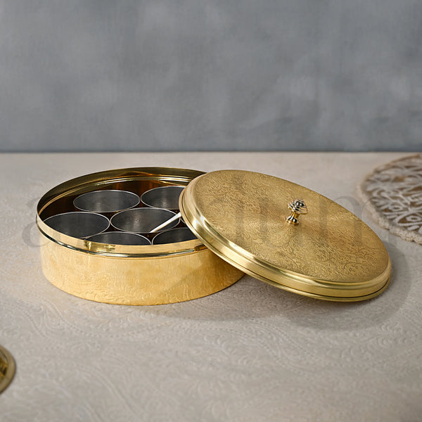 Brass Spice Box with Spoon