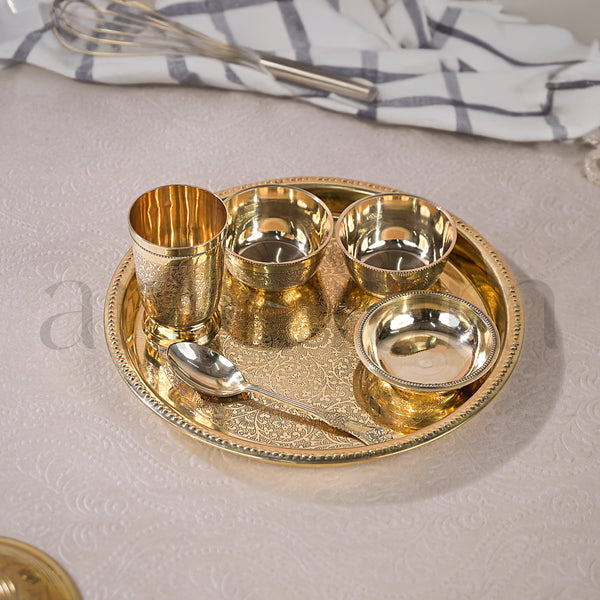 Brass Etching Dana Thali set - Set of 6