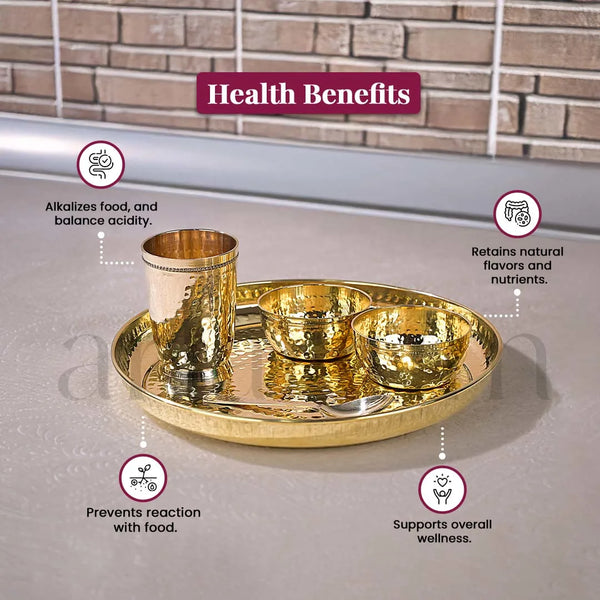 Brass Hammered thali set