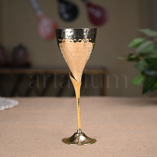 Hammered Brass Wine Glass