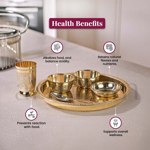 Brass Etching Dana Thali set - Set of 6