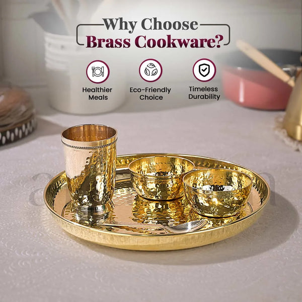 Brass Hammered thali set