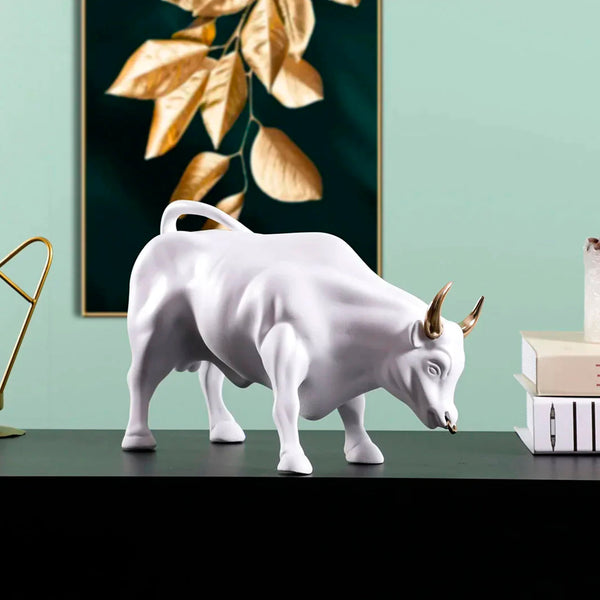 Abstract Art Charging Bull Figurine