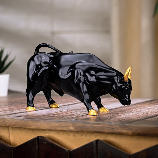 Abstract Art Charging Bull Figurine Small