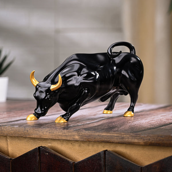 Abstract Art Charging Bull Figurine Small