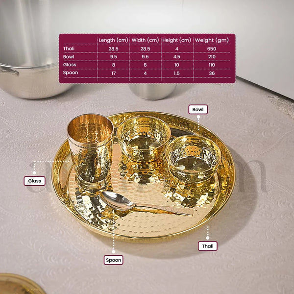 Brass Hammered thali set