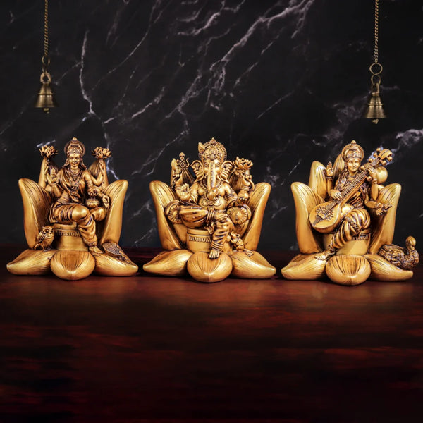 Saraswati Lakshmi Ganesha Padma Idols