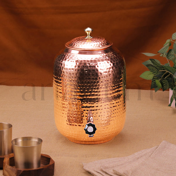 Antique Copper Water Dispenser With Lid (8 litres)