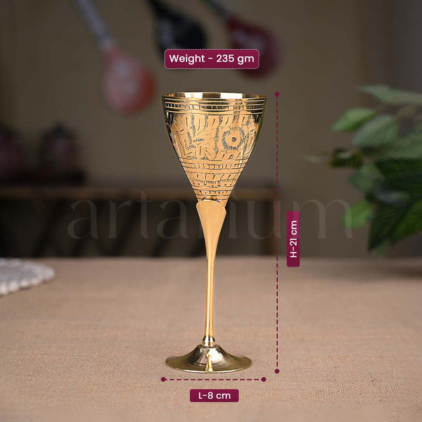 Engraved Brass Wine Glass