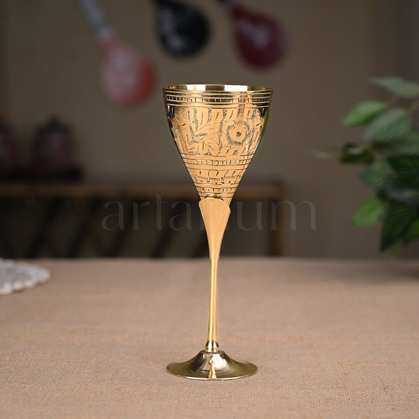 Engraved Brass Wine Glass