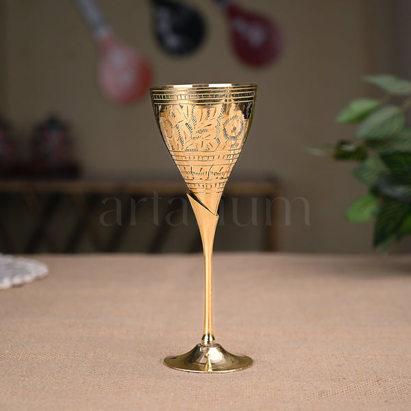 Engraved Brass Wine Glass