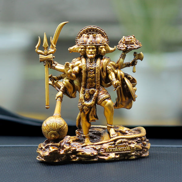 Standing Panchmukhi Lord Hanuman Car Dashboard Idol