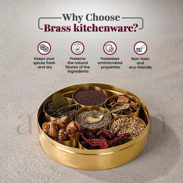 Brass Masala Box with See-through Lid